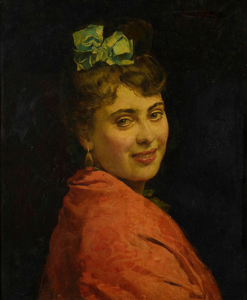 A Portait of a Lady with a Red Shawl art print by Raimundo de Madrazo y Garreta for $57.95 CAD