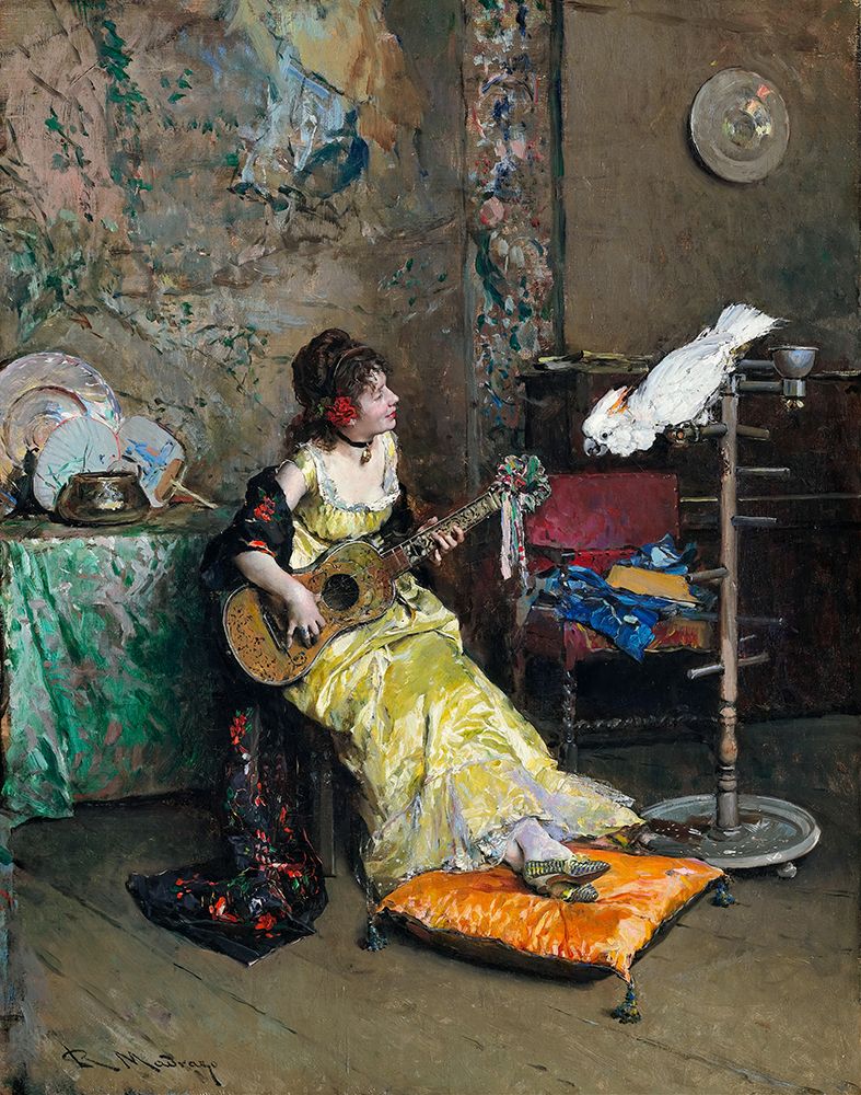 Woman With A Parrot ca 1872 art print by Raimundo de Madrazo y Garreta for $57.95 CAD