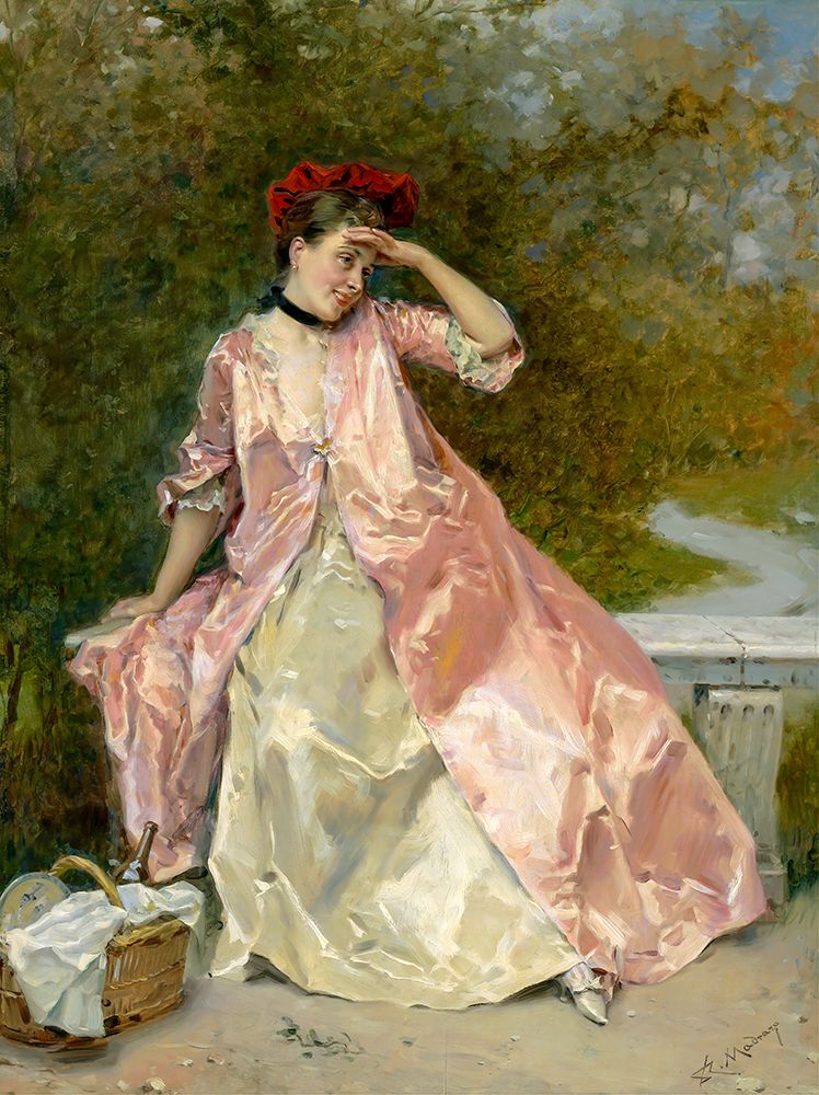 Woman With A Picnic Basket ca 1890 art print by Raimundo de Madrazo y Garreta for $57.95 CAD