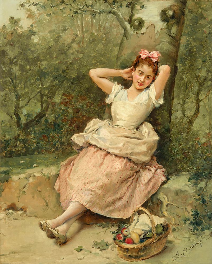 Young Girl Sitting at the Foot of a Tree art print by Raimundo de Madrazo y Garreta for $57.95 CAD
