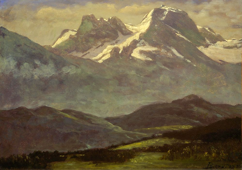 Summer Snow on the Peaks or Snow Capped Mountains art print by Albert Bierstadt for $57.95 CAD