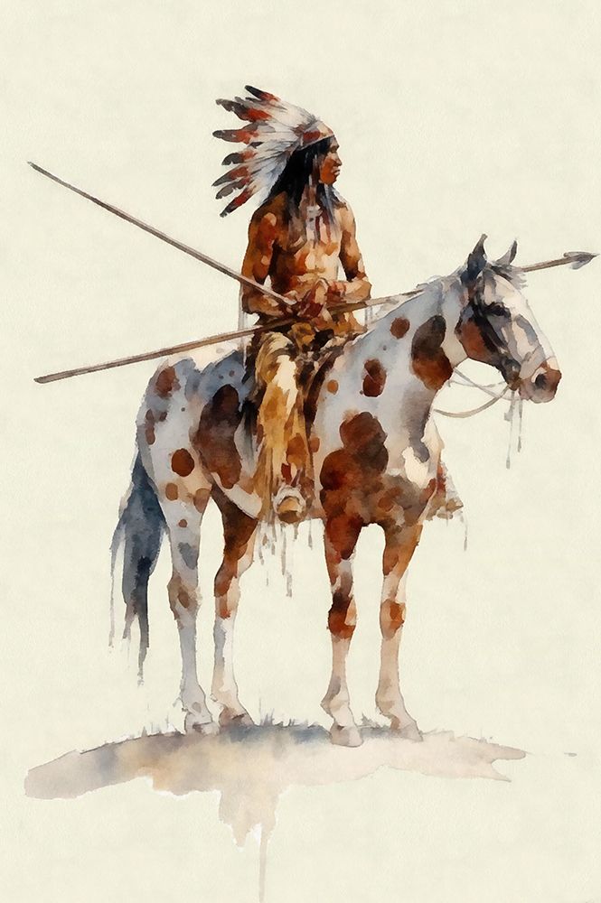 Watercolor Brave on Horseback II art print by Buck Rawlins for $57.95 CAD