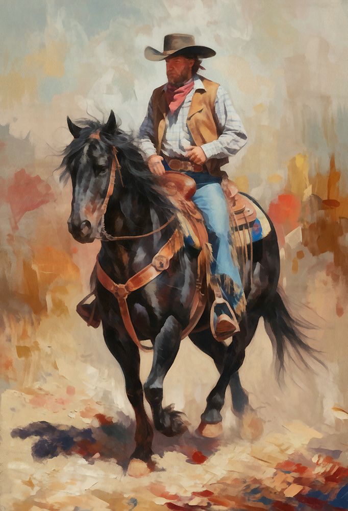 Watercolor Cowboy on Horseback III art print by Buck Rawlins for $57.95 CAD