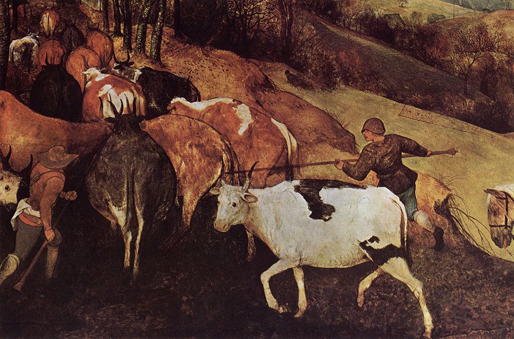 The Return of the Herd detail 1 1565 art print by Pieter Bruegel the Elder for $57.95 CAD