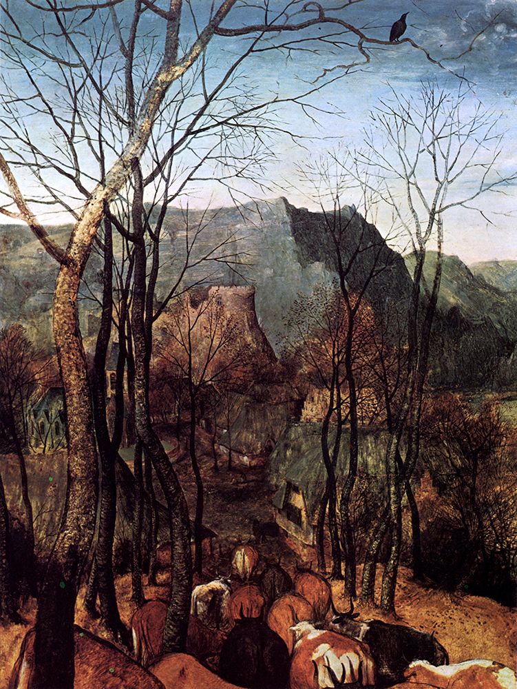 The Return of the Herd detail 2 1565 art print by Pieter Bruegel the Elder for $57.95 CAD