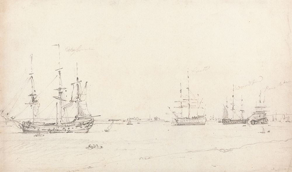 Four East Indiamen at Anchor 1803 art print by John Constable for $57.95 CAD