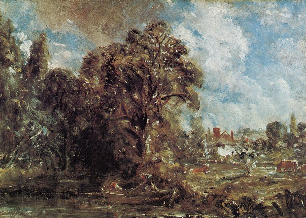 River Scene with Farmhouse ca1830 art print by John Constable for $57.95 CAD