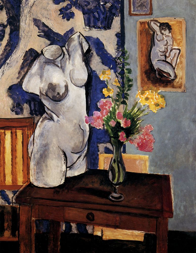 Plaster Torso and Bouquet of Flowers 1919 art print by Henri Matisse for $57.95 CAD