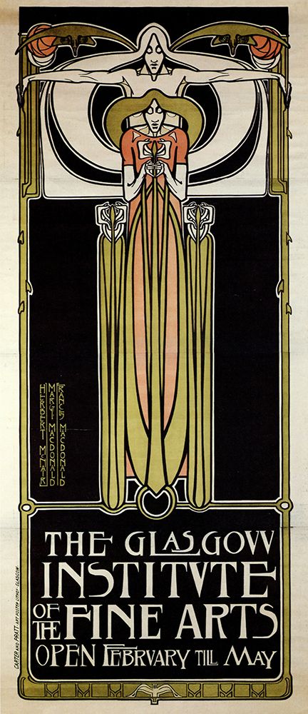 Poster for the Glasgow Institute of Fine Arts ca 1895 art print by Margaret Macdonald Mackintosh for $57.95 CAD