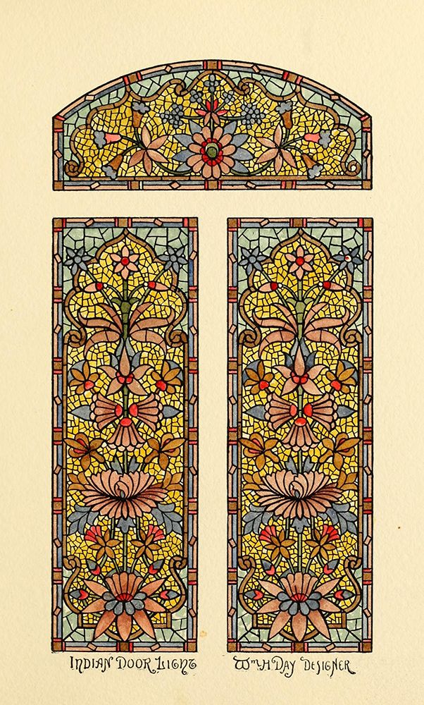 Art Nouveau Stained Glass Designs art print by Belcher Mosaic Glass 1886 - 26 design by Wm H Day for $57.95 CAD