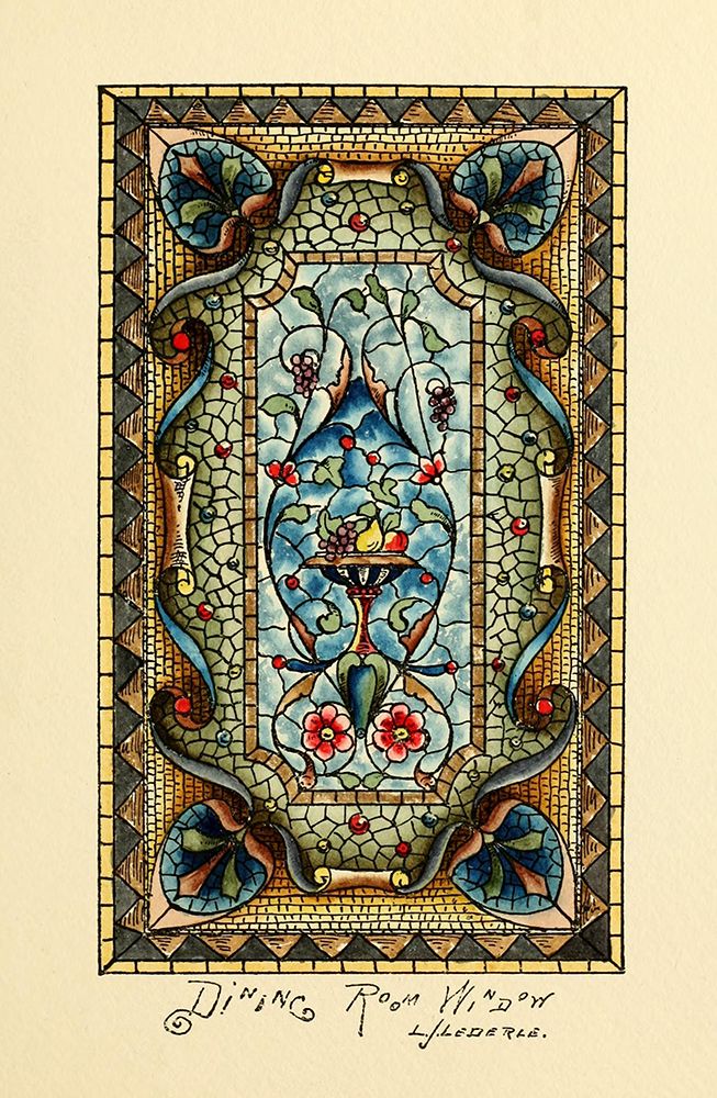 Art Nouveau Stained Glass Designs art print by Belcher Mosaic Glass 1886 - 36 design by LJ Lederie for $57.95 CAD