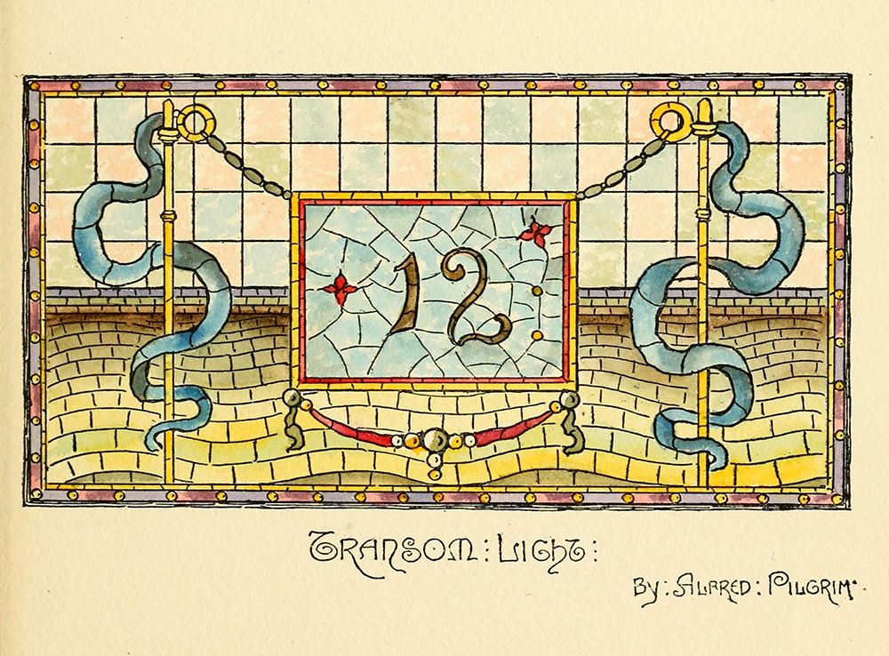 Art Nouveau Stained Glass Designs art print by Belcher Mosaic Glass 1886 - 42 design by Alfred Pilgrim for $57.95 CAD