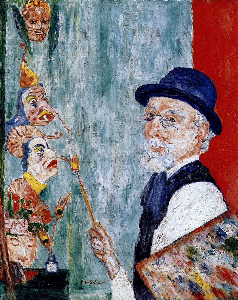 Ensor, James art print by Self-portrait with Masks 1937 for $57.95 CAD