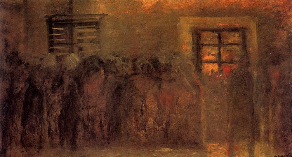 Standing in Line 1916 art print by Laszlo Mednyanszky for $57.95 CAD