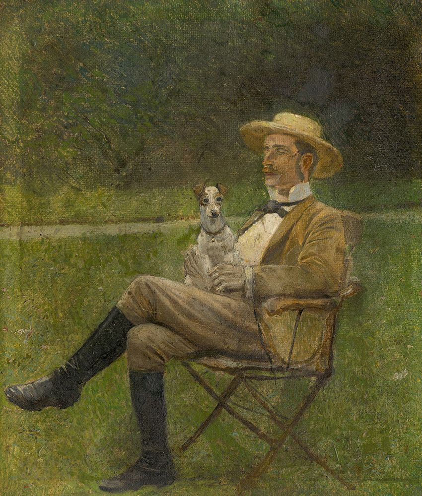 Study of a Seated Man with a Dog art print by Laszlo Mednyanszky for $57.95 CAD