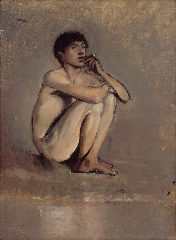 Study of a Seated Nude of a Young Man art print by Laszlo Mednyanszky for $57.95 CAD