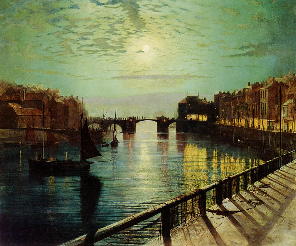 Grimshaw, John Atkinson art print by Whitby Harbour by Moonlight 1867 for $57.95 CAD