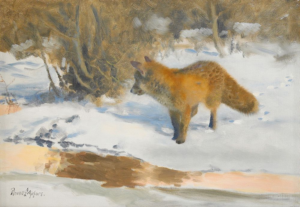 Liljefors, Bruno art print by Winter Landscape with Fox 1939 for $57.95 CAD