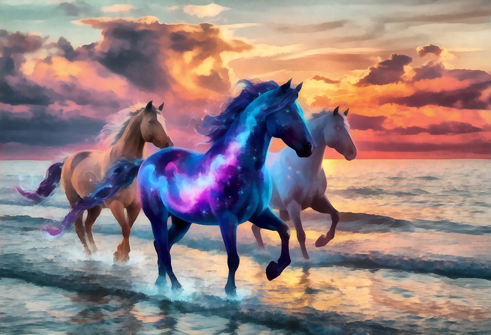 Fantasy Beach Horses art print by Vanessa Knight for $57.95 CAD