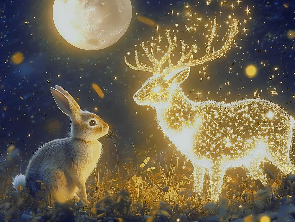 Fantasy Deer and Bunny art print by Vanessa Knight for $57.95 CAD