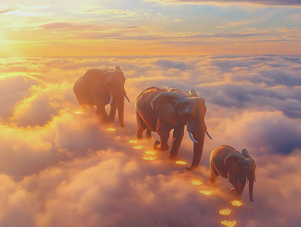 Fantasy Elephant Clouds art print by Vanessa Knight for $57.95 CAD