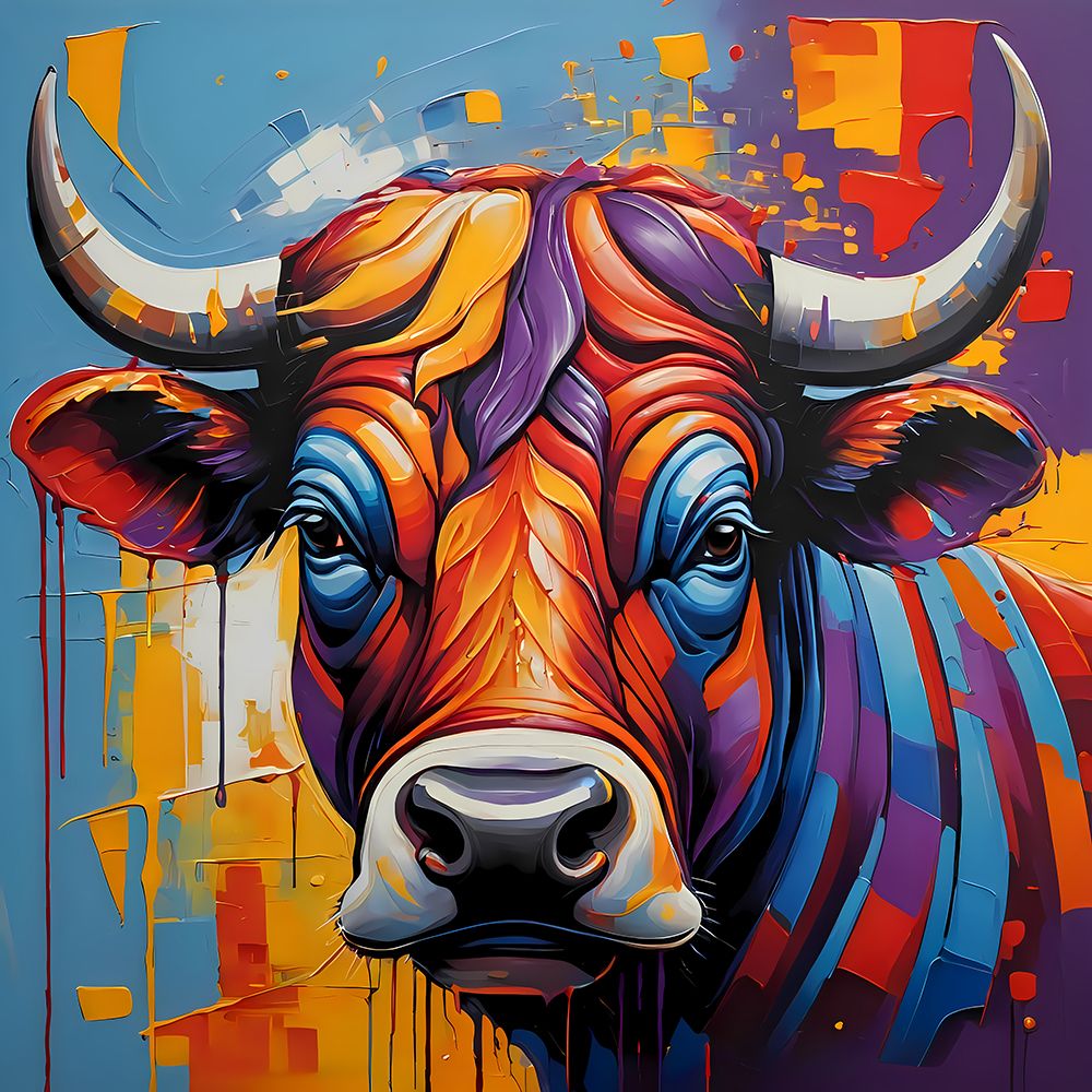 Modern Bull art print by Vanessa Knight for $57.95 CAD