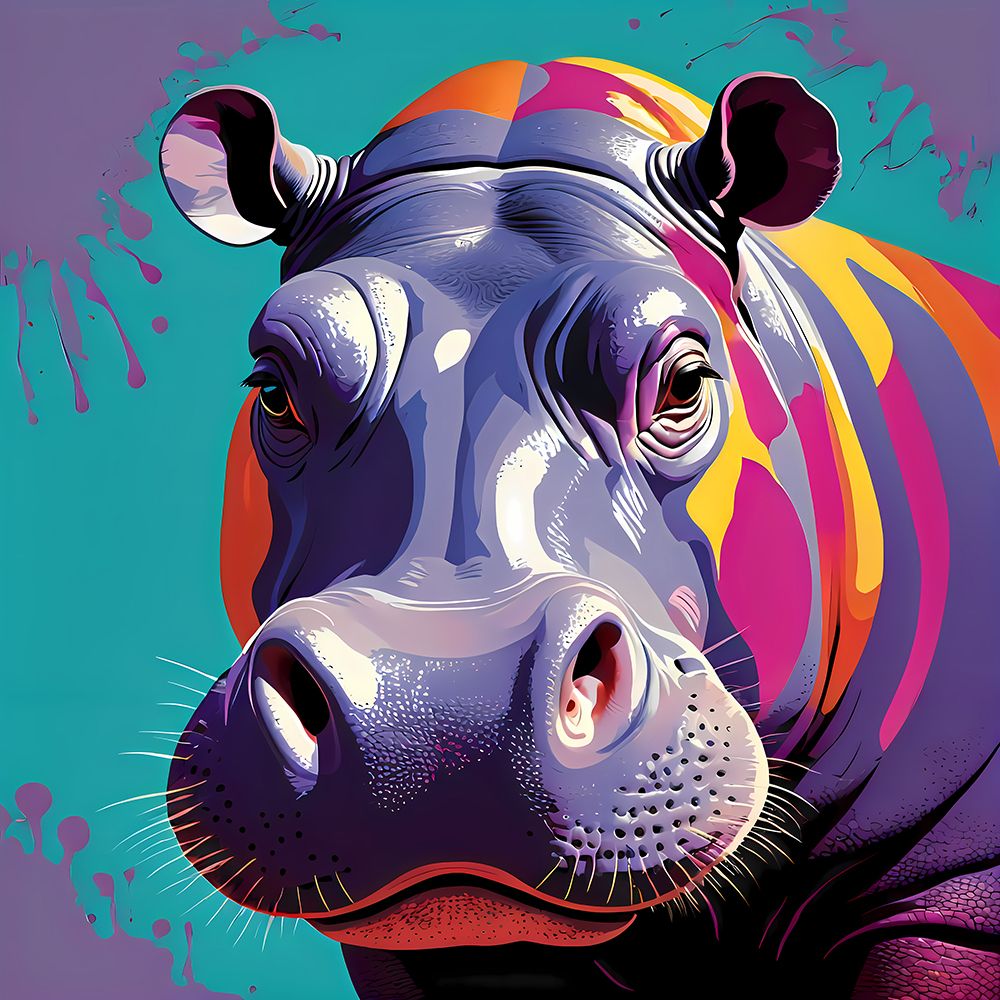 Modern Hippo I art print by Vanessa Knight for $57.95 CAD