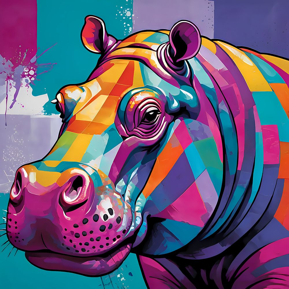 Modern Hippo II art print by Vanessa Knight for $57.95 CAD