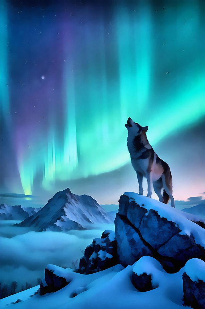 Northern Lights Howl art print by Vanessa Knight for $57.95 CAD