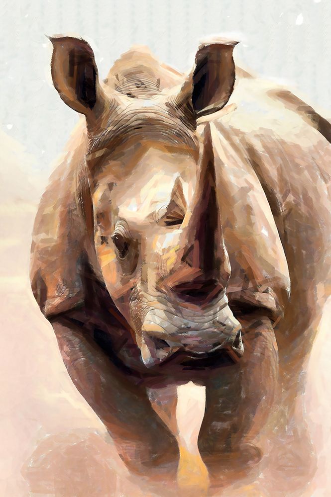 Rhino Charging art print by Vanessa Knight for $57.95 CAD