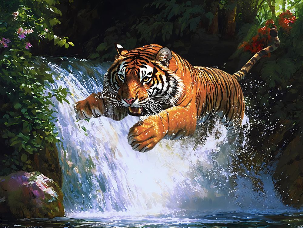 Tiger Pouncing art print by Vanessa Knight for $57.95 CAD