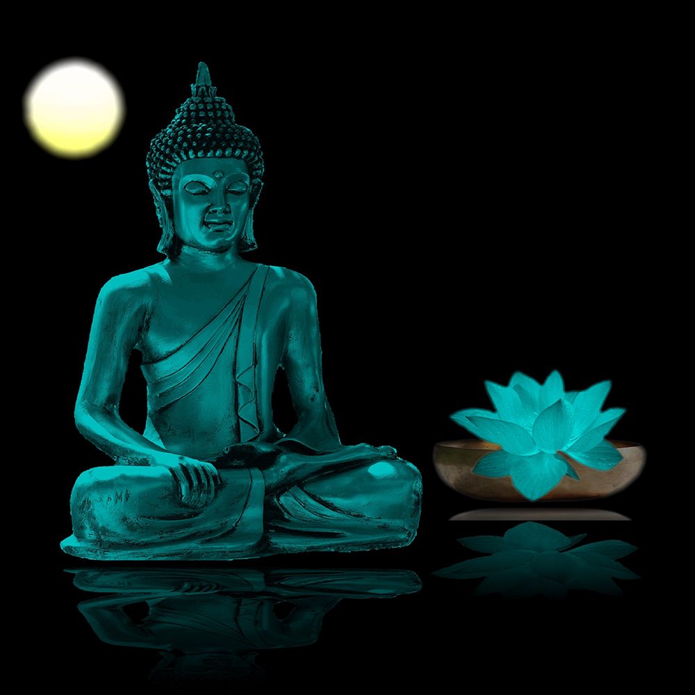 Blue Buddha Statue with Lotus art print by Artographie for $57.95 CAD