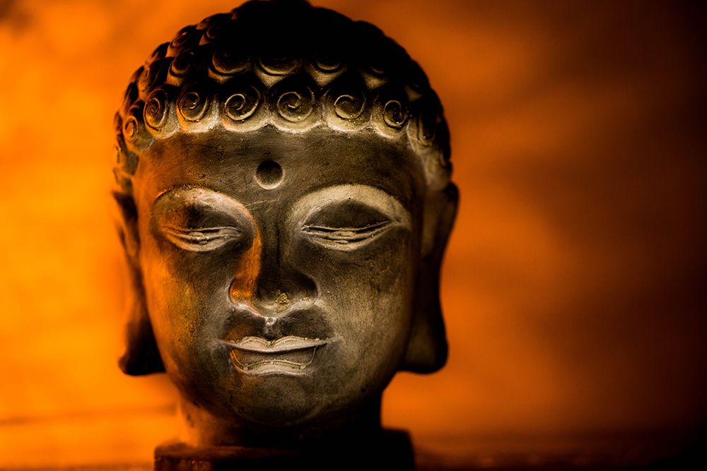 Gold Buddha Statue Head II art print by Artographie for $57.95 CAD
