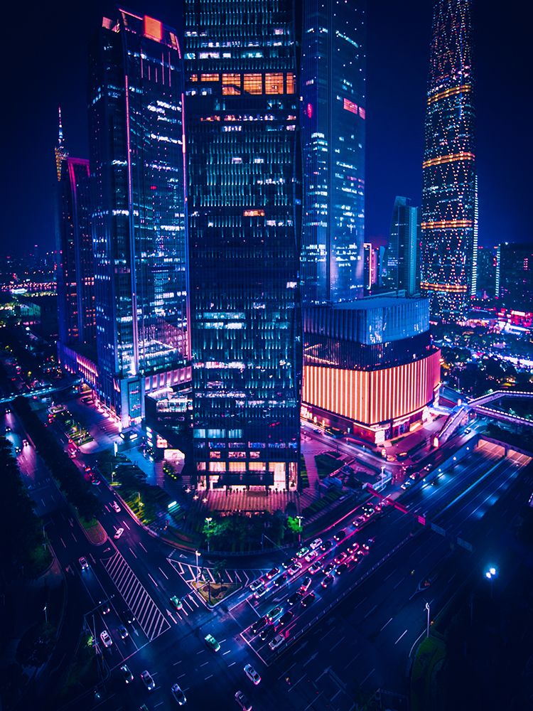 Guangzhou cityscape at night, China art print by Artographie for $57.95 CAD
