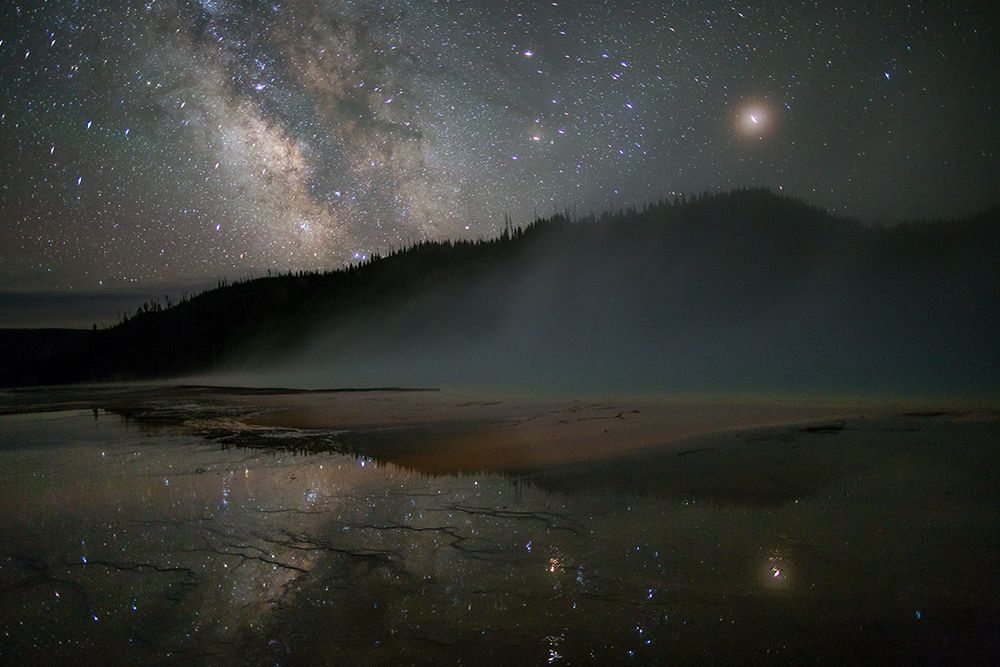 The Milky Way above Grand Prismatic Spring art print by Artographie for $57.95 CAD