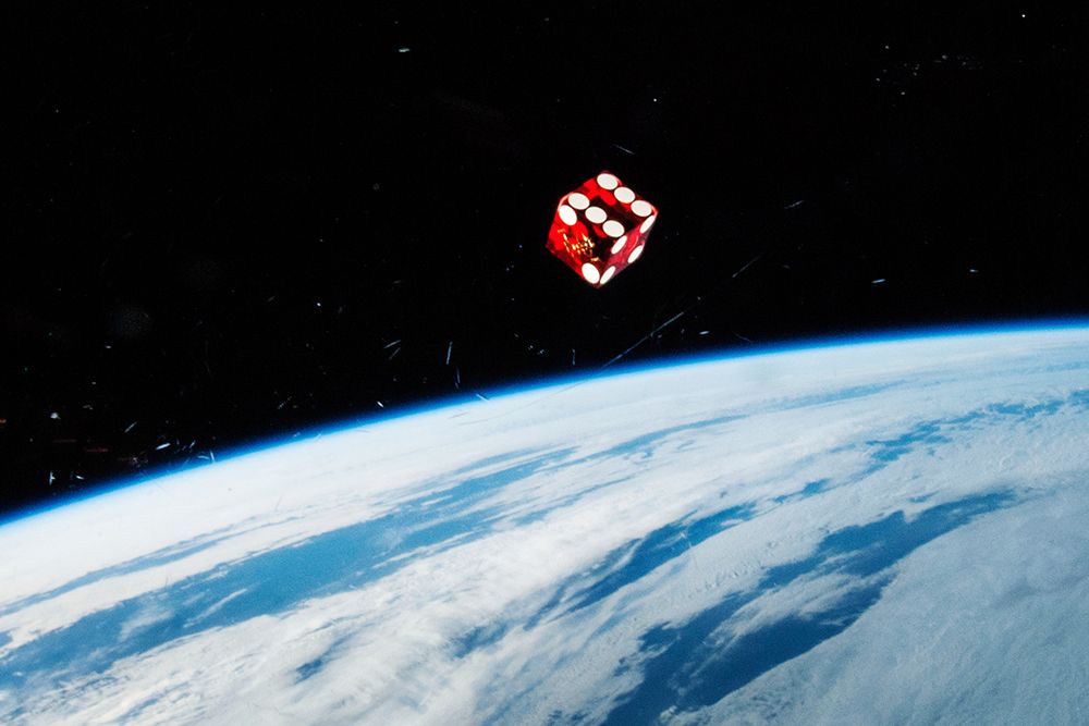 A Dice Floating in Space aboard the ISS art print by NASA for $57.95 CAD