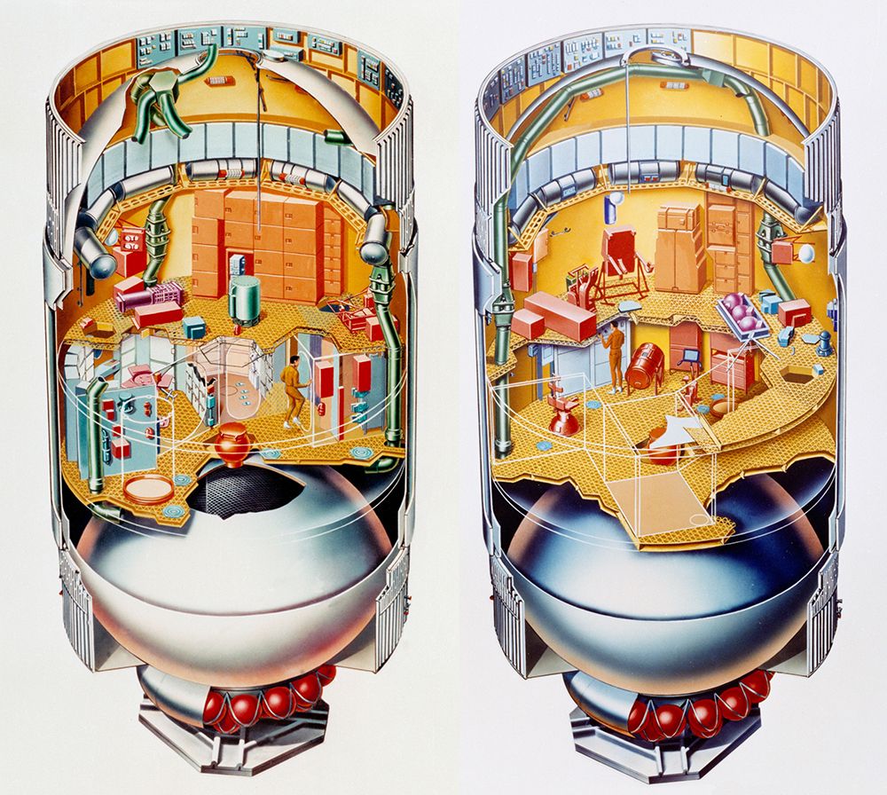 Artist Concept Two Cutaway Views of the Orbital Workshop art print by NASA for $57.95 CAD