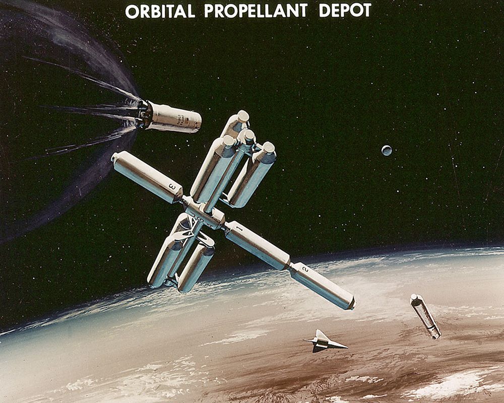 Artist Concept Earth to Orbit Fuel Tanker 1971 art print by NASA for $57.95 CAD