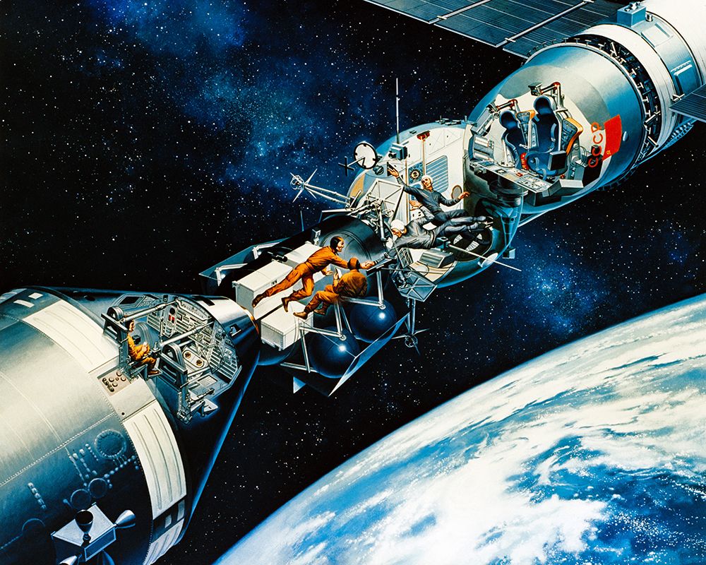 Artist Concept Docked Apollo and Soyuz Spacecraft in Earth Orbit art print by NASA for $57.95 CAD