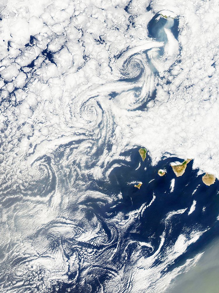Cloud Vortices off Madeira and Canary Islands art print by NASA for $57.95 CAD