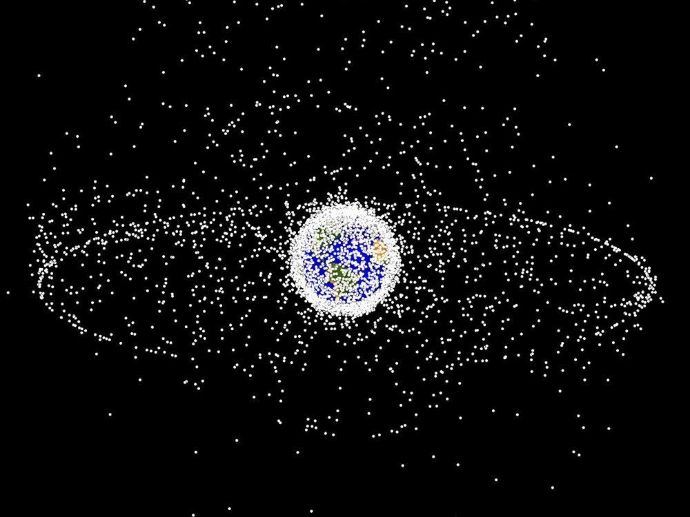 A CGI of Space Debris being tracked in Earth Orbit art print by NASA for $57.95 CAD