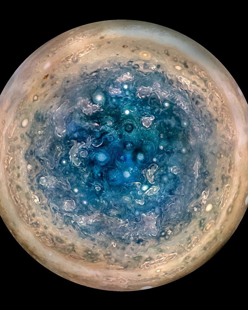 Jupiters South Pole - as seen by NASAs Juno spacecraft art print by NASA for $57.95 CAD