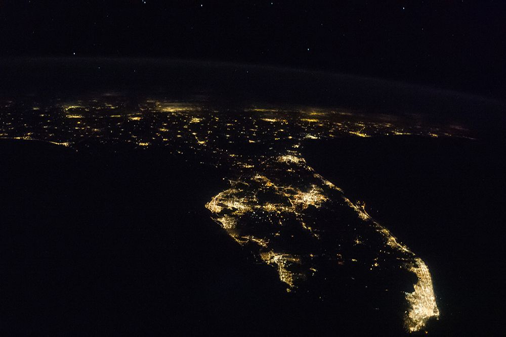 Nocturnal image of Florida and the southeast United States - 2013 art print by NASA for $57.95 CAD