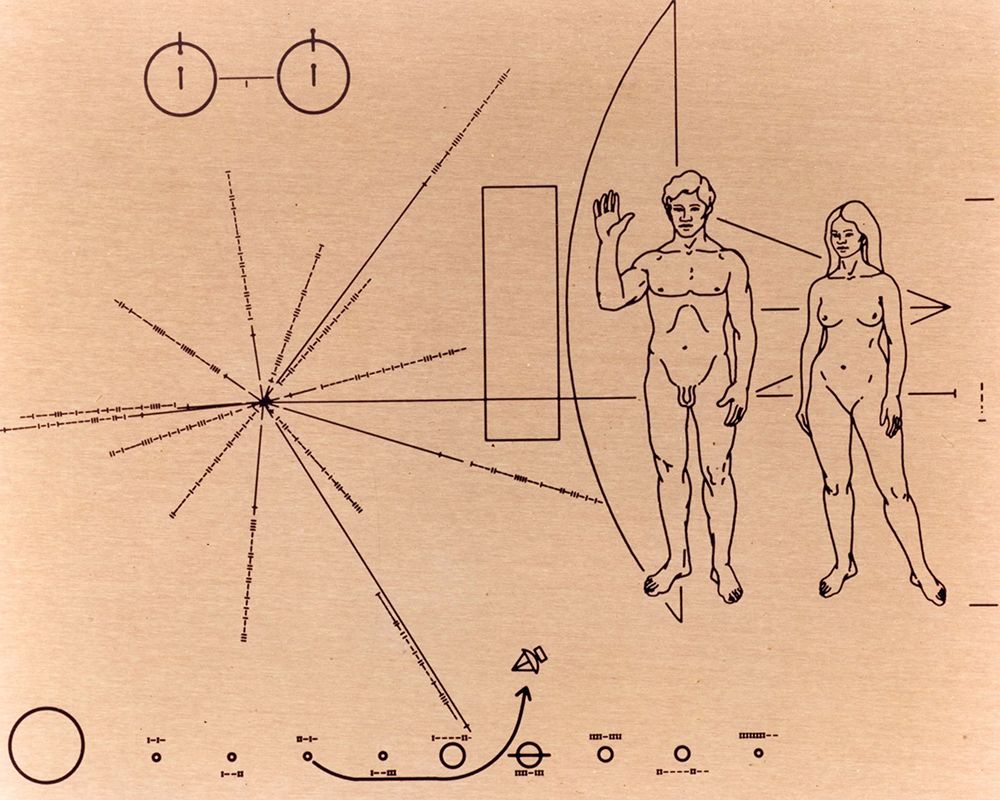 Pioneer 10s Famous Pioneer Plaque art print by NASA for $57.95 CAD