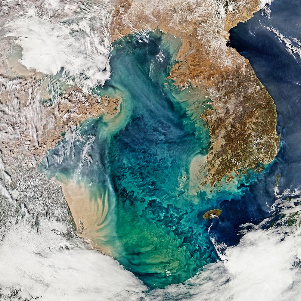 Remote Sensing of Ocean Color in the Yellow Sea from Space art print by NASA for $57.95 CAD