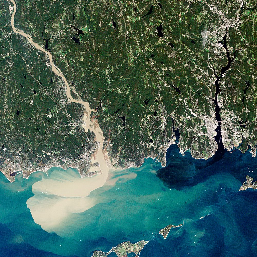 Sediment Spews from Connecticut River Viewed from Space art print by NASA for $57.95 CAD