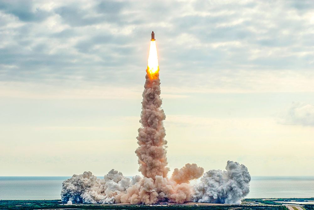 Space Shuttle Endeavour lifts off from NASAs Kennedy Space Center - 2007 art print by NASA for $57.95 CAD