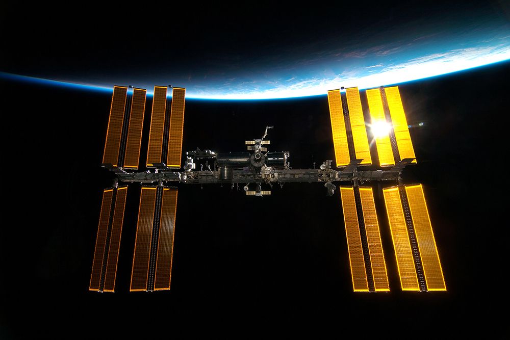 The International Space Station backdropped by Earthâ€™s Horizon art print by NASA for $57.95 CAD