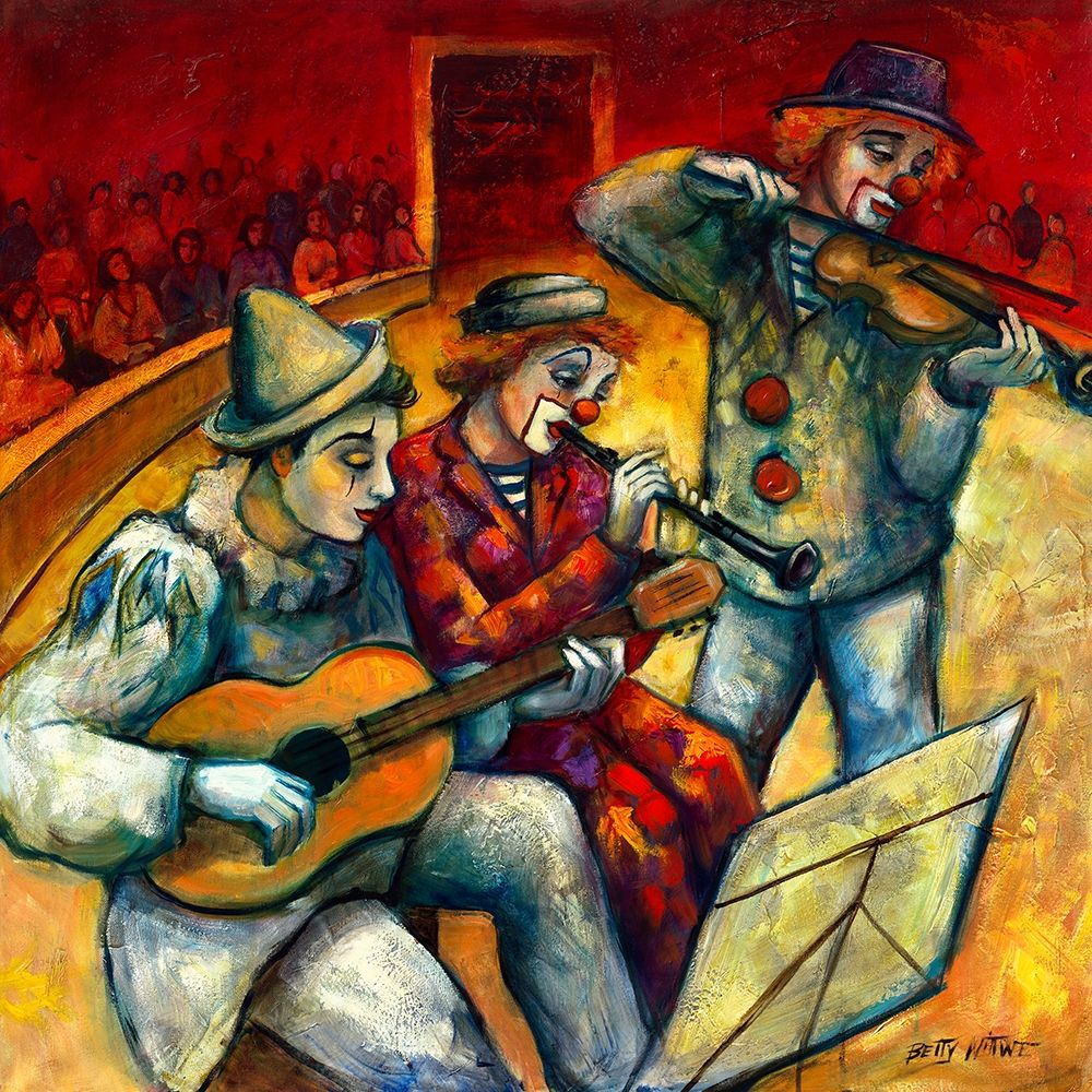 Les clowns musiciens art print by Betty Wittwe for $57.95 CAD