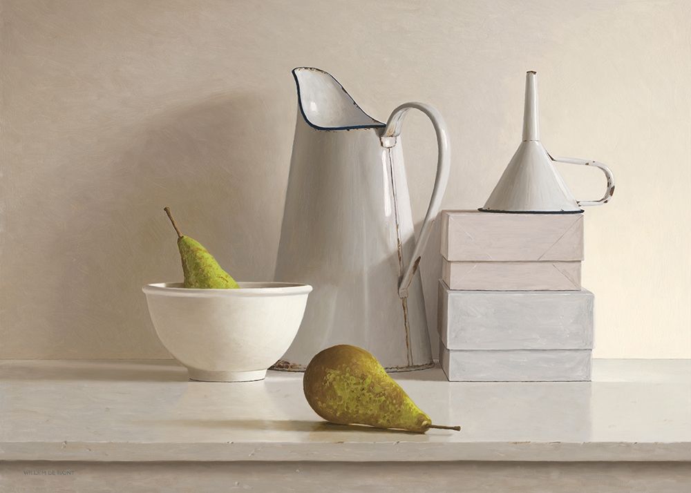 2 pears-2 boxes-jug-bowl and funnel art print by Willem de Bont for $57.95 CAD